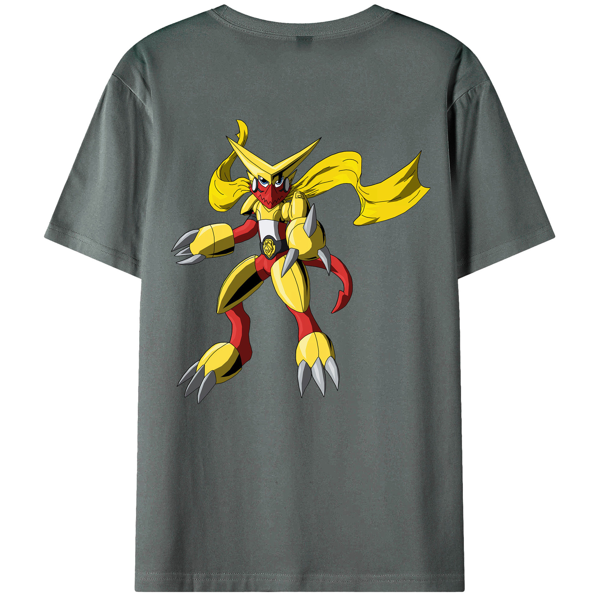 （画像用） Digimon デジタルモンスター/デジモン 綿100％ メンズ半袖Tシャツ（バックプリント） 通気性